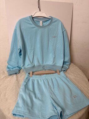 ALO hoodie set, shorts, tracksuit  Blue, womens, size M